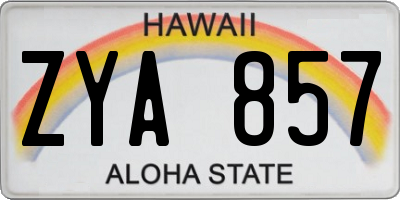 HI license plate ZYA857