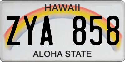 HI license plate ZYA858