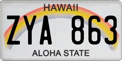 HI license plate ZYA863