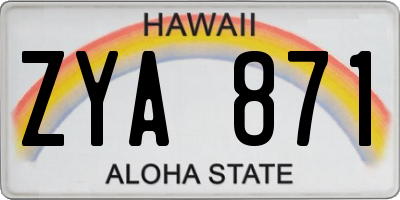HI license plate ZYA871