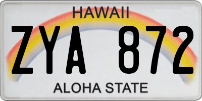 HI license plate ZYA872