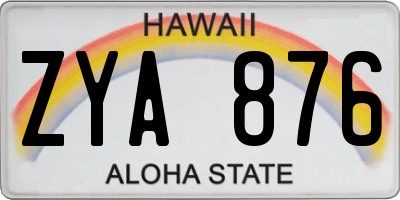 HI license plate ZYA876