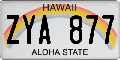 HI license plate ZYA877