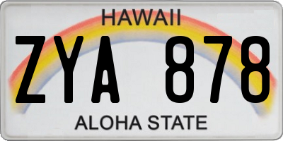 HI license plate ZYA878
