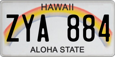 HI license plate ZYA884