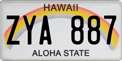 HI license plate ZYA887