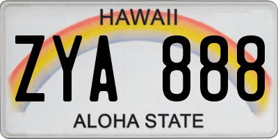 HI license plate ZYA888