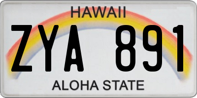 HI license plate ZYA891