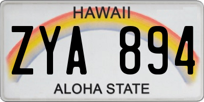 HI license plate ZYA894
