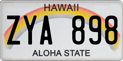 HI license plate ZYA898