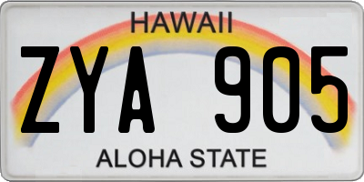 HI license plate ZYA905