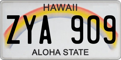HI license plate ZYA909