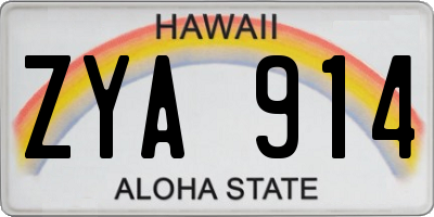 HI license plate ZYA914