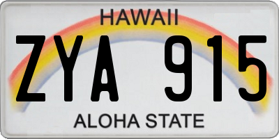 HI license plate ZYA915