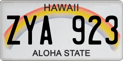 HI license plate ZYA923