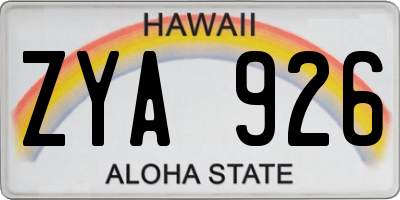 HI license plate ZYA926
