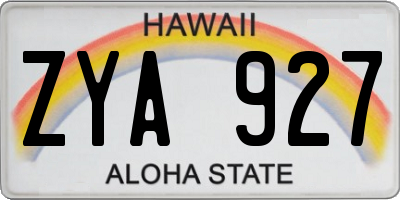 HI license plate ZYA927