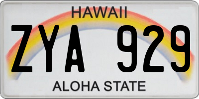 HI license plate ZYA929