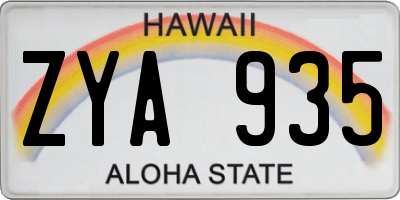 HI license plate ZYA935