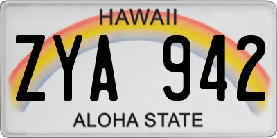 HI license plate ZYA942