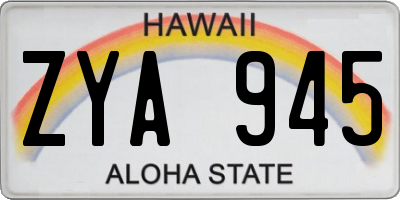 HI license plate ZYA945