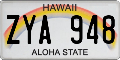 HI license plate ZYA948