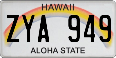 HI license plate ZYA949