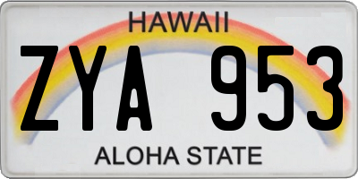 HI license plate ZYA953