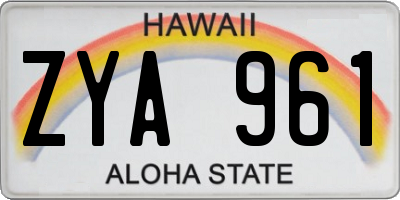 HI license plate ZYA961