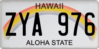 HI license plate ZYA976