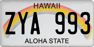 HI license plate ZYA993