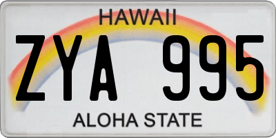HI license plate ZYA995