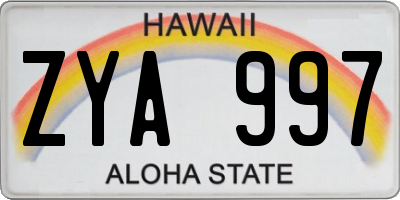 HI license plate ZYA997