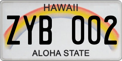 HI license plate ZYB002
