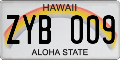 HI license plate ZYB009