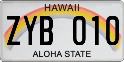 HI license plate ZYB010