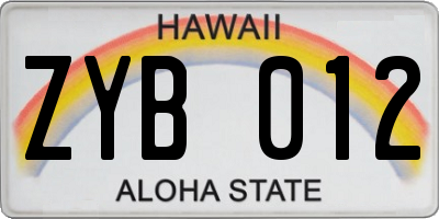 HI license plate ZYB012