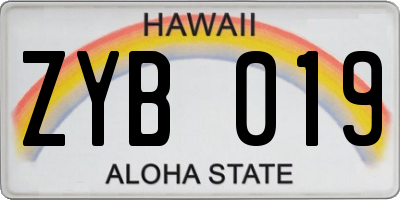 HI license plate ZYB019
