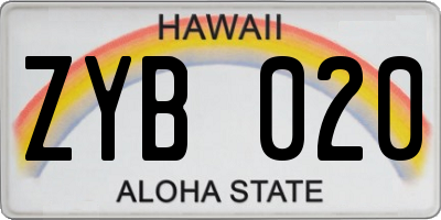 HI license plate ZYB020