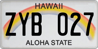 HI license plate ZYB027