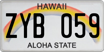 HI license plate ZYB059