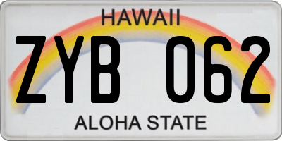 HI license plate ZYB062