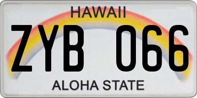 HI license plate ZYB066