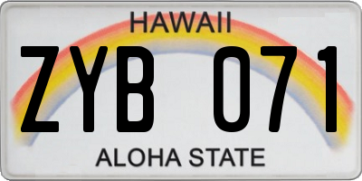 HI license plate ZYB071
