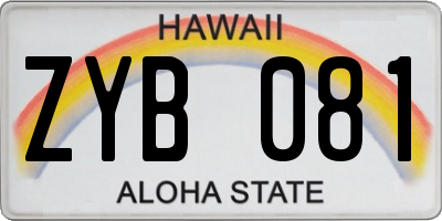 HI license plate ZYB081