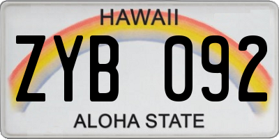 HI license plate ZYB092