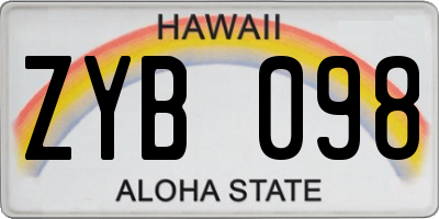 HI license plate ZYB098