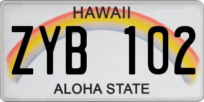 HI license plate ZYB102