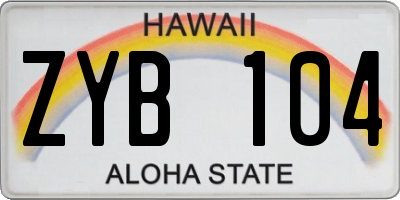 HI license plate ZYB104