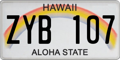 HI license plate ZYB107